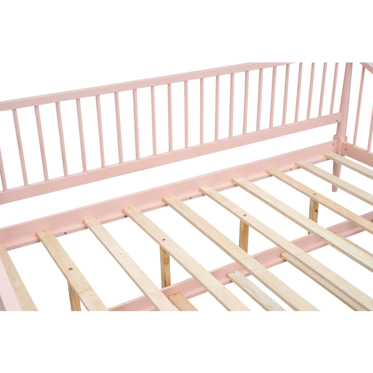 Full Size Daybed with Trundle and Support Legs Pink
