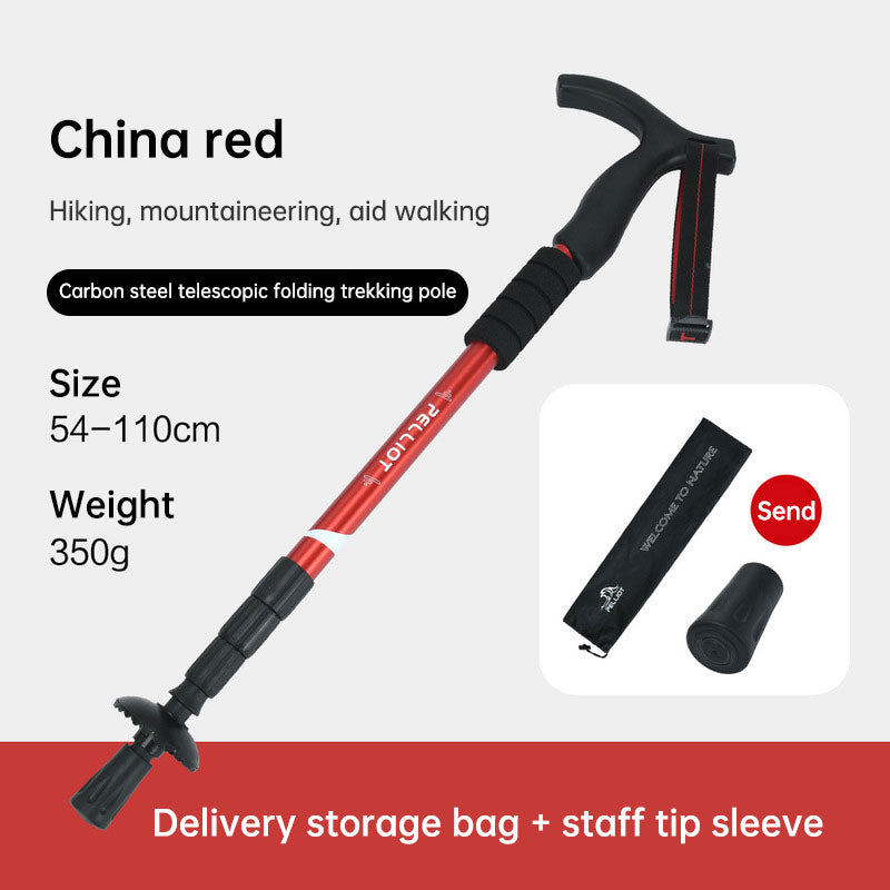 Outdoor telescopic climbing stick aluminum alloy crutches portable walking stick portable climbing equipment - V.I.P Digital Presence