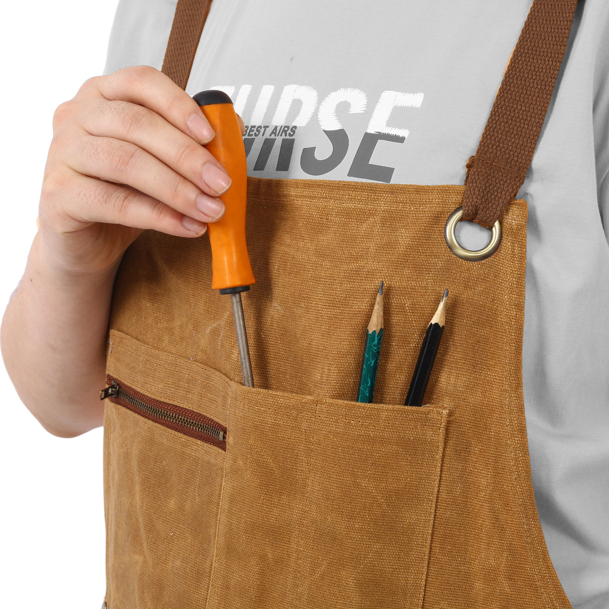 Long heavy-duty waxed canvas tool apron, carpenter apron, carpenter waterproof 18 ounces, fully adjustable - V.I.P Digital Presence