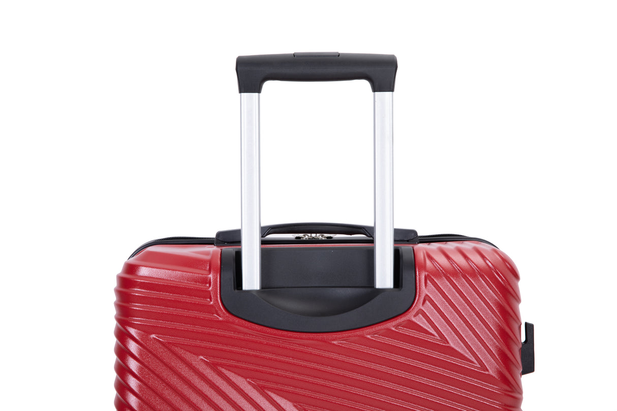 3 Piece Luggage Sets PC+ABS Lightweight Suitcase with Two Hooks Spinner Wheels (20/24/28) Red