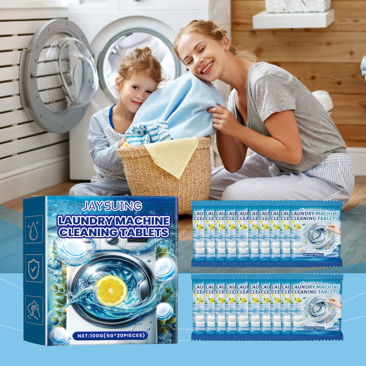 Washing Machine Decontamination Effervescent Tablets, Clean Odors Washing Machine Slot Depth Decontamination Cleaning Tablets - V.I.P Digital Presence