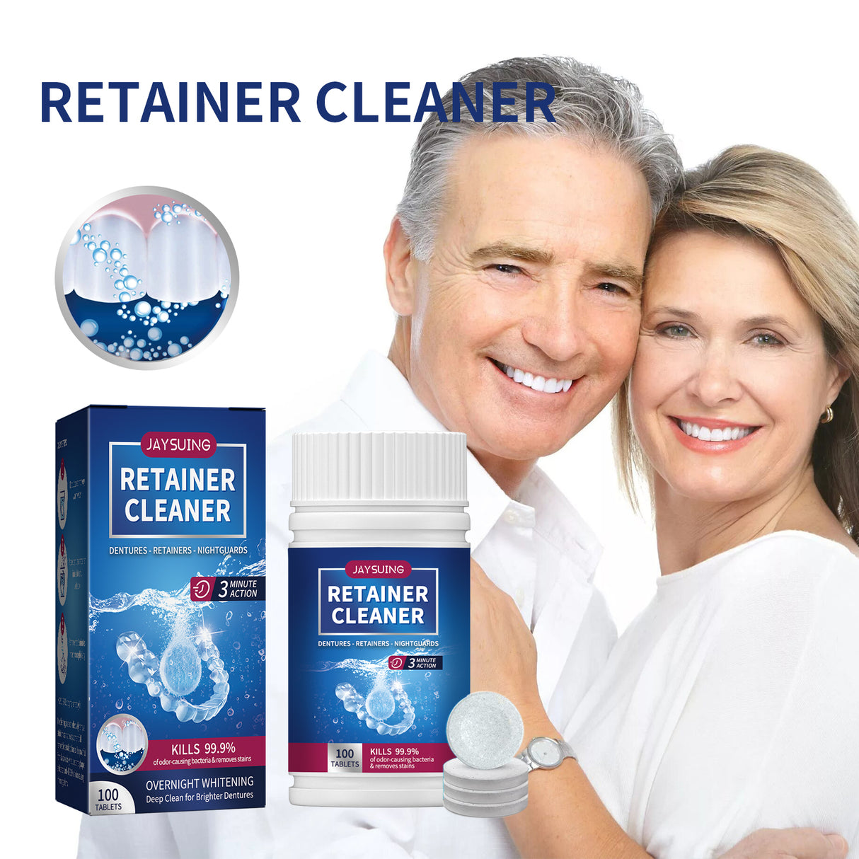 Denture Cleaning Tablet, White Denture Fresh Breath Oral Care Cleaning Tablet - V.I.P Digital Presence