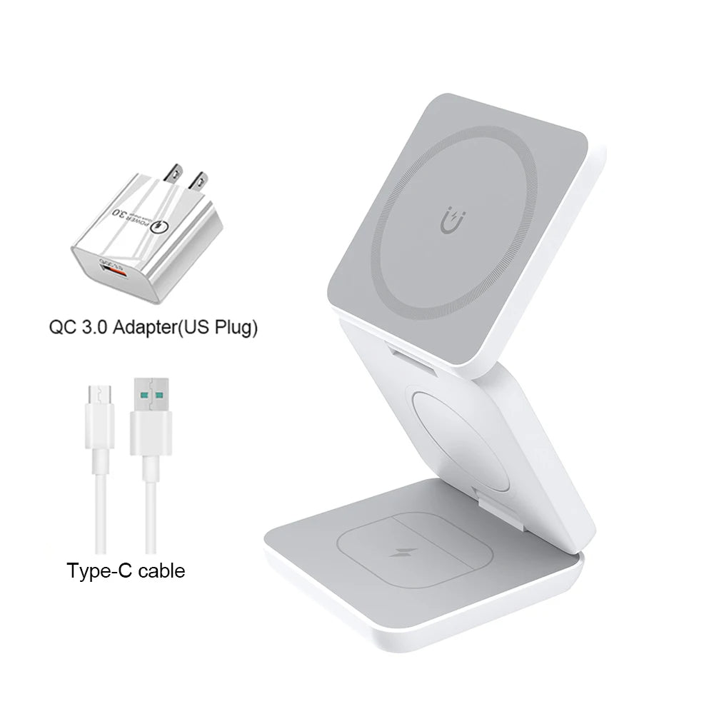 Wireless Charger 3 in 1 Foldable Magnetic Wireless Charging Station for iPhone 15 14 13 12 Pro Max Apple Watch 8 9 Charger - V.I.P Digital Presence