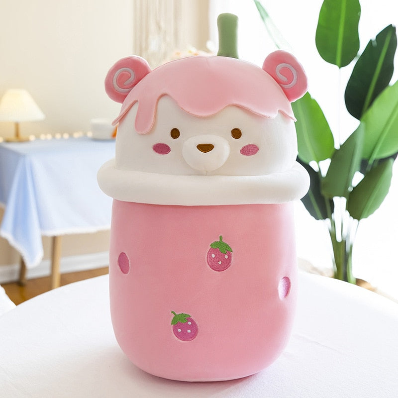 25-40cm Cute Cartoon Teddy Bear Bubble Tea Cup Shaped Pillow Plush Toys Real-life Stuffed Soft Back Cushion Funny Boba Food - V.I.P Digital Presence