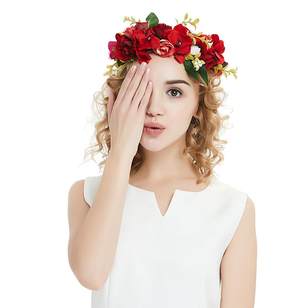 Big Red Rose Blossom Hair Band Bridal Flower Ring Hair Band - V.I.P Digital Presence