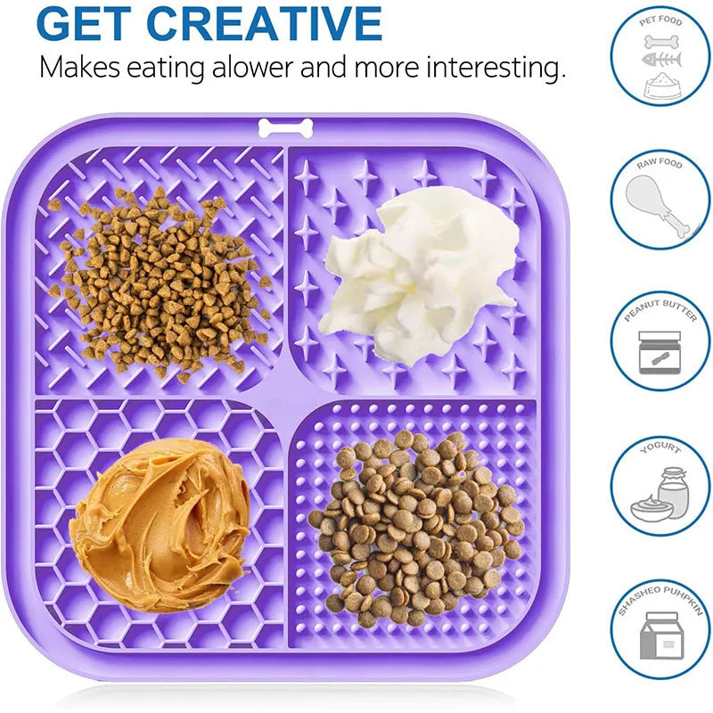 Pet Licking Mat Silicone Pet Food Suction Cup Licking Mat Slow Feeding Mat Anti-choking Slow Food Basin - V.I.P Digital Presence