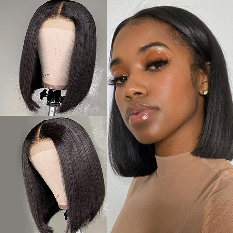Wig Chemical Fiber High Temperature Silk Front Lace Wig Headgear Human Hair Wigs For Black Women Middle Part BOB - V.I.P Digital Presence