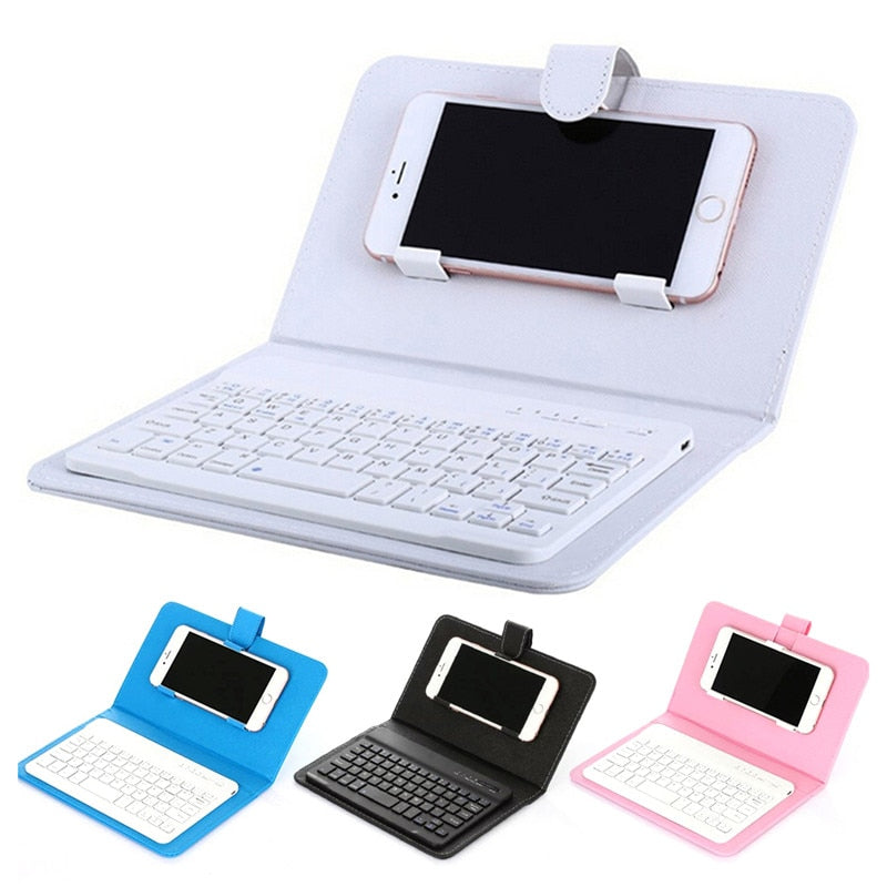 Portable PU Leather Wireless Keyboard Case for iPhone Protective Mobile Phone with Bluetooth Keyboard For IPhone Android Phone