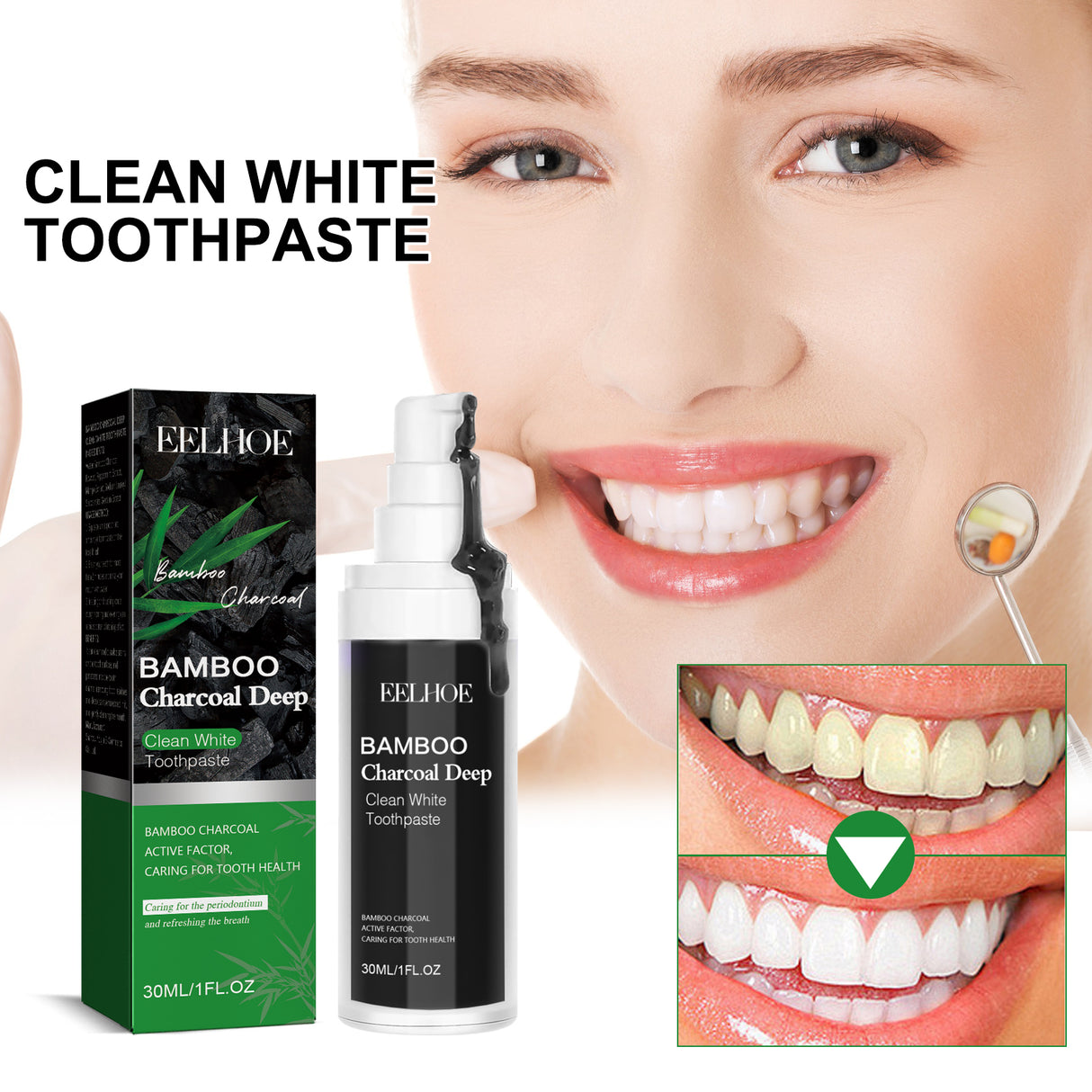 Bamboo Charcoal Whitening Toothpaste Dazzling Teeth Strong Enamel Easy Stain Removal Fresh Breath Bamboo Charcoal Toothpaste - V.I.P Digital Presence