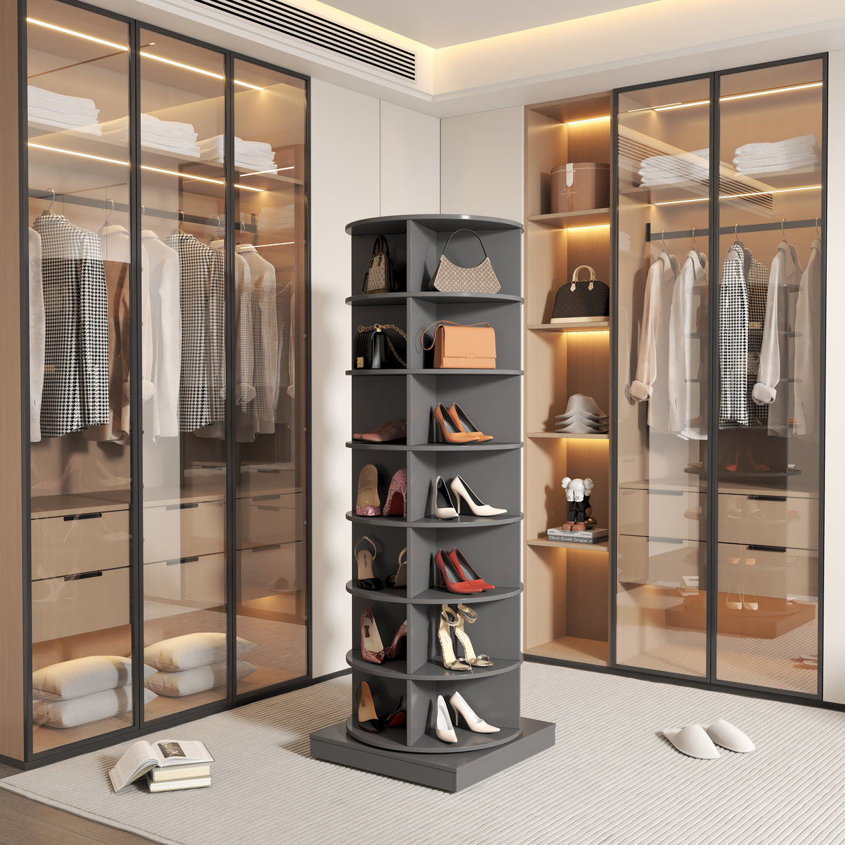 new 360 gray rotating shoe cabinet with 7 layers can accommodate up to 28 Paris shoes - V.I.P Digital Presence