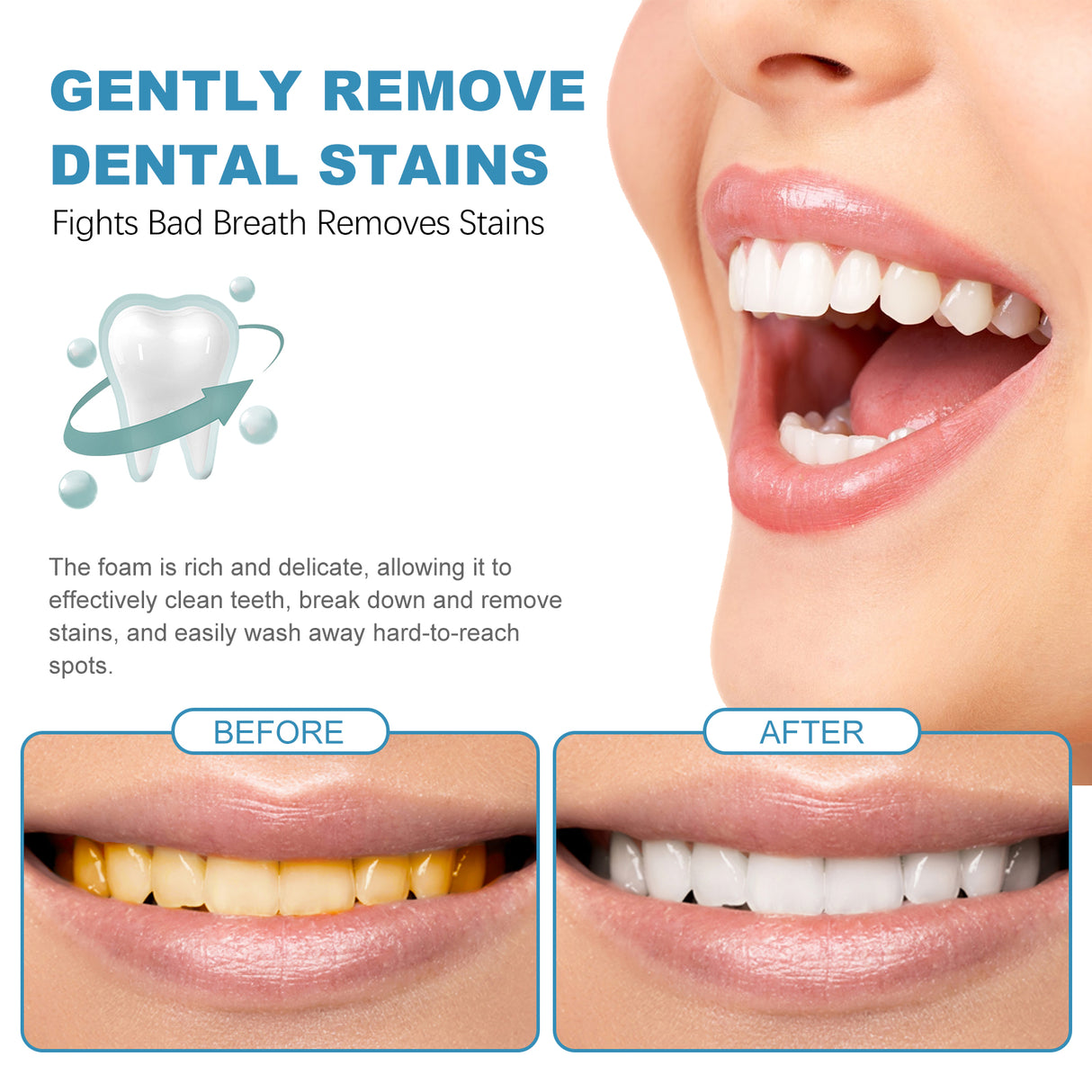 Beauty Tooth Fresh Pure White Mousse, Clean Bad Breath Stains White Teeth Care Gums Care Toothpaste - V.I.P Digital Presence