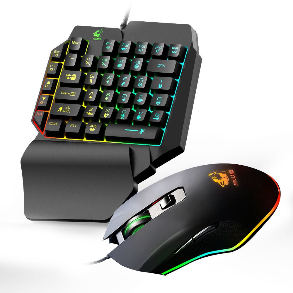 Free Wolf T1 One handed Keyboard and Mouse Set Throne Mechanical Touch Keyboard and Mouse Set - V.I.P Digital Presence