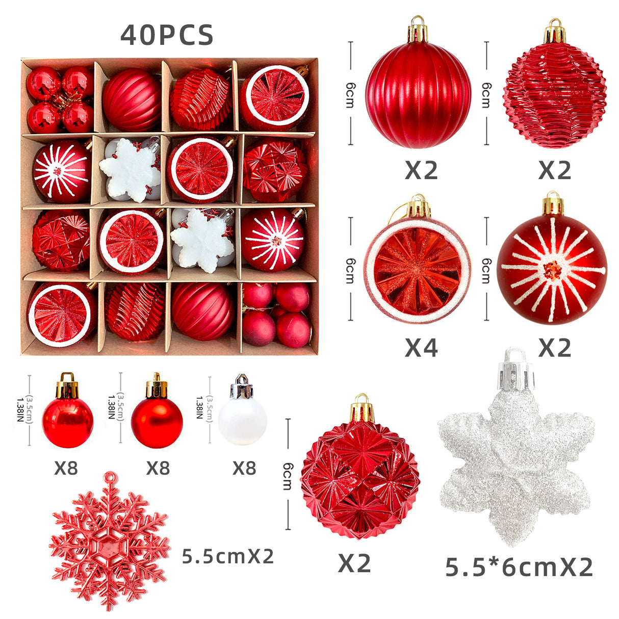 Christmas decoration 6cm electroplated ball plastic ball special-shaped painted Christmas ball gift Christmas tree pendant - V.I.P Digital Presence