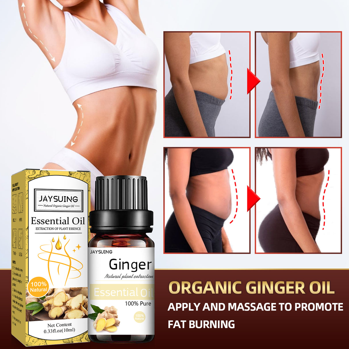 Organic Ginger Oil, Massage Firming Toning And Relieving Muscle Tension Body Beauty Essential Oil