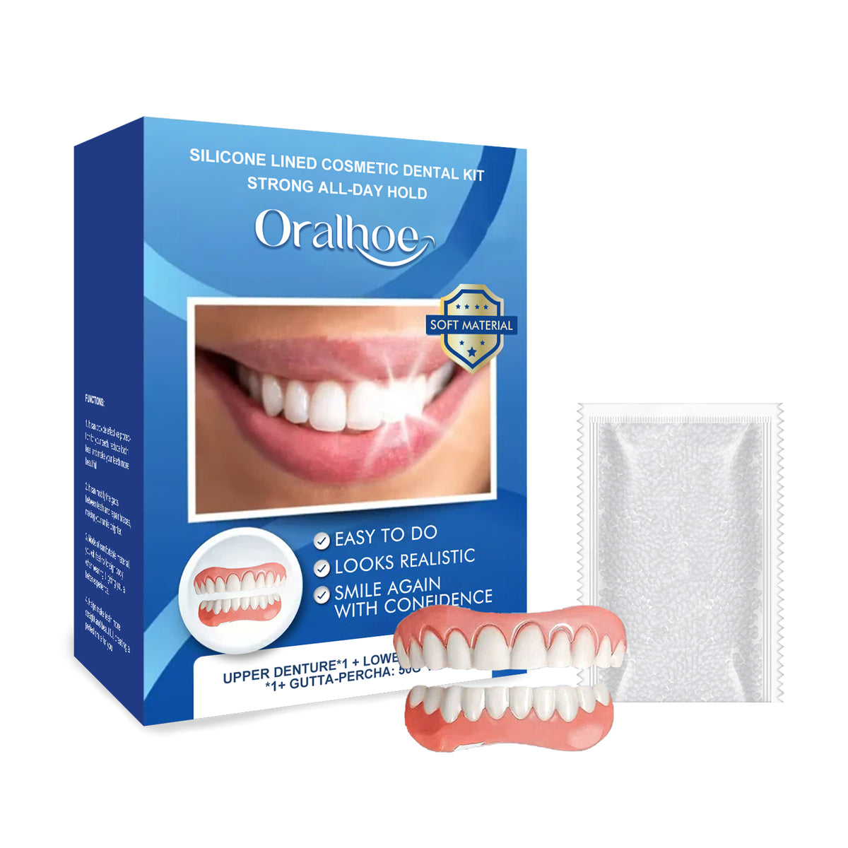 Cosmetic Dentures, Dental Cosmetic Sets To Enhance Smile Appearance Comfortable Material Dentures - V.I.P Digital Presence