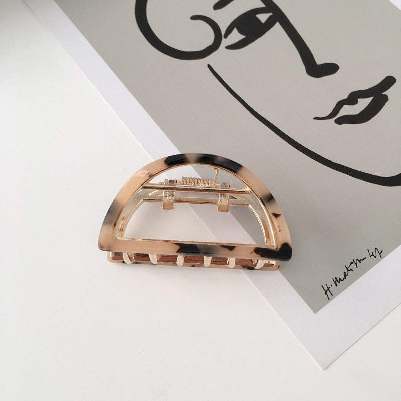 Chic Geometric Acetate Hair Claw Clamps Metal Hair Crab Women Girls Hair Clip Leopard Hairpin Hair Crab Hair Accessories - V.I.P Digital Presence