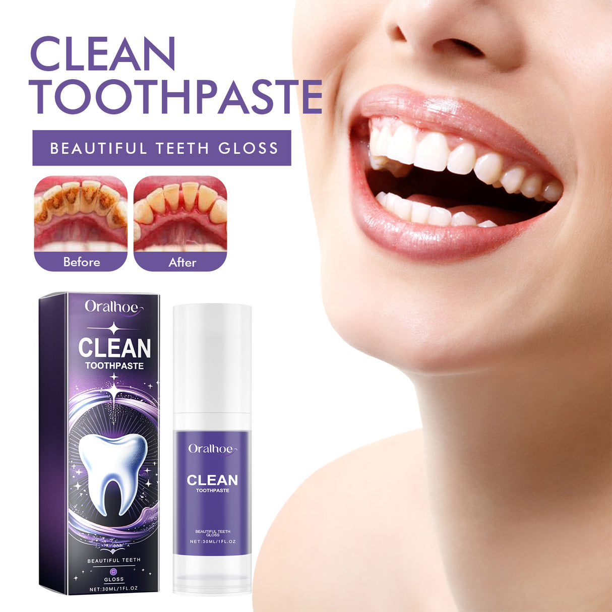 Clean Toothpaste, Teeth Yellow Stains Breath Care Mouth Clean White Toothpaste - V.I.P Digital Presence