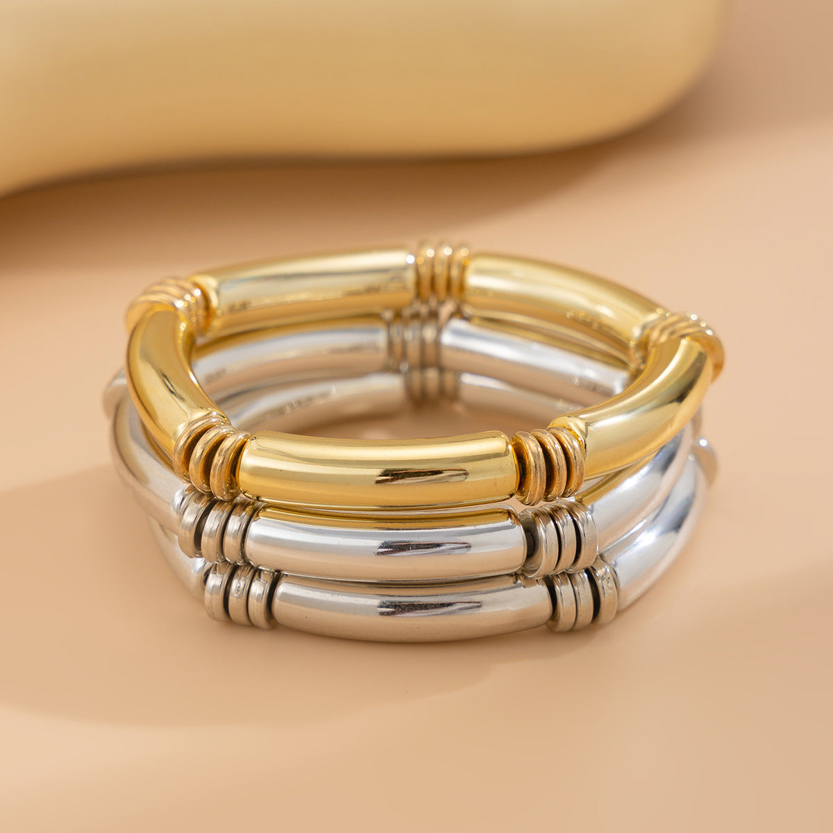 Fashionable irregular CCB bent tube bracelet with simple smooth surface Bracelet set new style - V.I.P Digital Presence