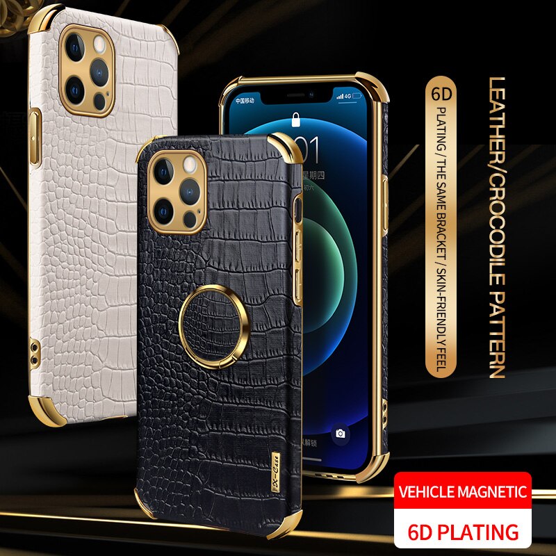 Luxury Crocodile pattern Leather Holder Phone Case For iPhone 11 12 13 Pro Max Mini X XR XSMax 7 8 Plus SE 2020 Shockproof Cover