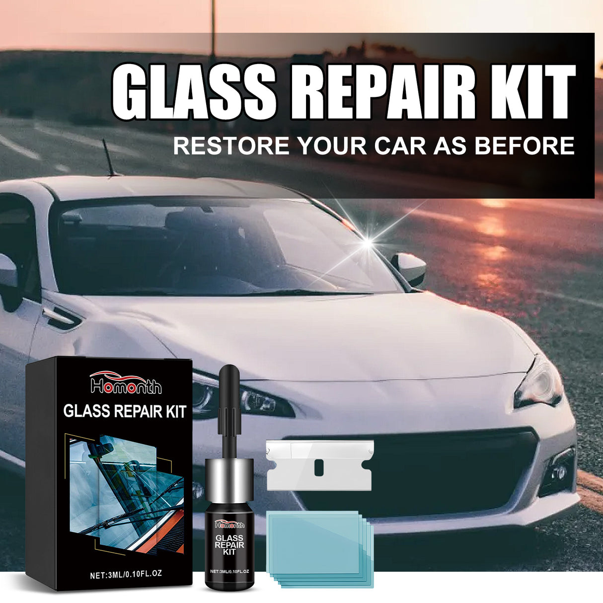Glass Repair Kit, Auto Glass Cracks And Scratches Multi-Functional Adhesive Repair Solution - V.I.P Digital Presence