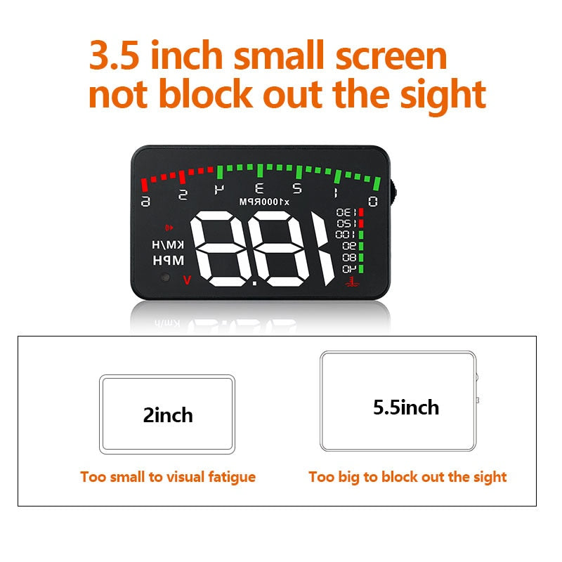 3.5 A900 HUD Head-Up Display Car-styling Hud Display Overspeed Warning Windshield Projector Alarm System Universal Auto - V.I.P Digital Presence