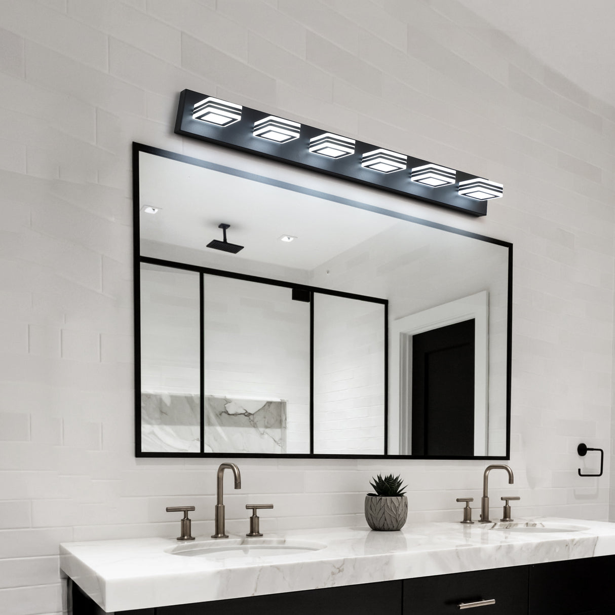 LED Modern Black Vanity Lights, 6-Lights Acrylic Matte Black Bathroom Vanity Lights Over Mirror - V.I.P Digital Presence