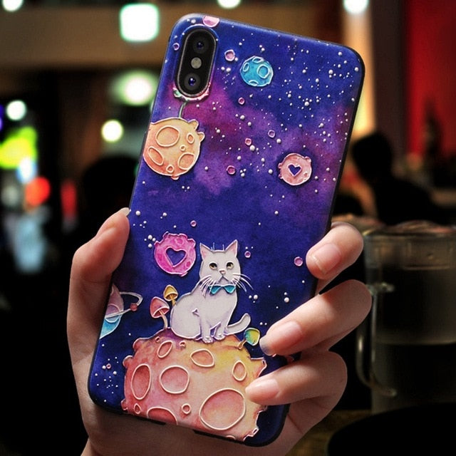 Eqvvol Cute 3D Emboss Cartoon Patterned Phone Case For iphone X 8 7 6 6S Plus Cases Soft Silicone Cover For iphone 5 5s SE Coque - V.I.P Digital Presence