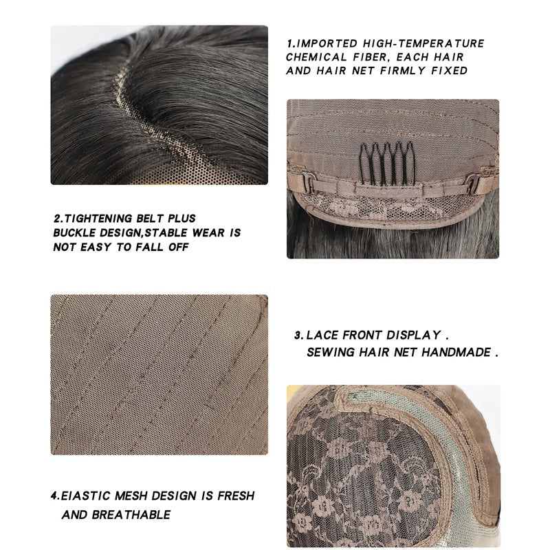 Bob lace wig female oriented front lace wig black short straight hair synthetic headband - V.I.P Digital Presence