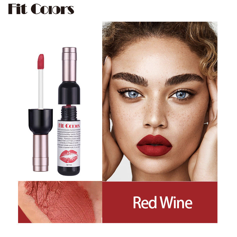 Fit Colors Red Wine Bottle Non-Stick Cup Matte Lip Gloss Matte Velvet Is Not Easy To Fade Lip Gloss Liquid Lipstick - V.I.P Digital Presence