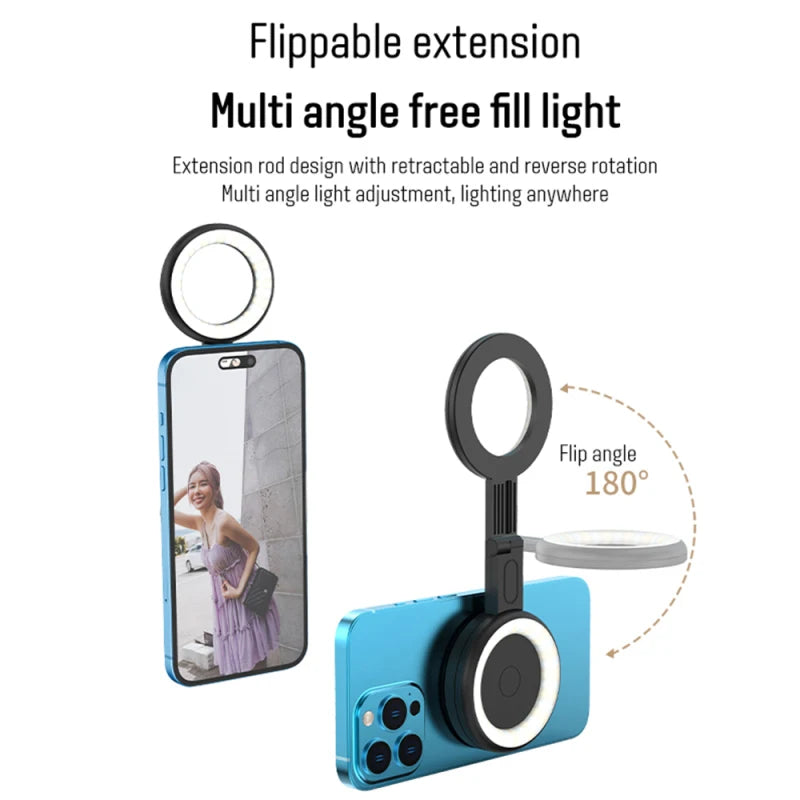 Magnetic LED Fill Light for Phone Selfie Light LED Video Light 2500K-9000K Dimmable Built-in Battery Replacement for iPhone Vlog - V.I.P Digital Presence