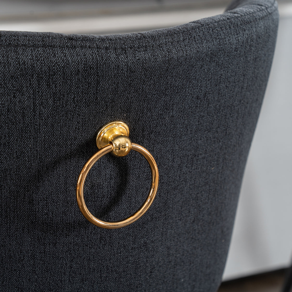 A set of 2 gray rotating bar stools - high backrest, adjustable, with elegant metal backrest decoration - V.I.P Digital Presence