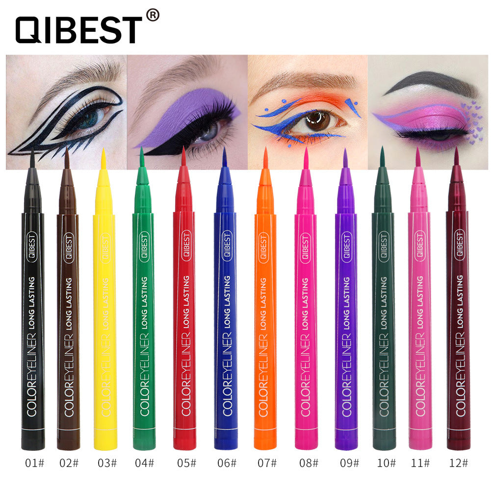 QIBEST Coloured Eyeliner Pen Waterproof And Non Coloured Eye Liner Ins Super Fire Coloured Pencil - V.I.P Digital Presence