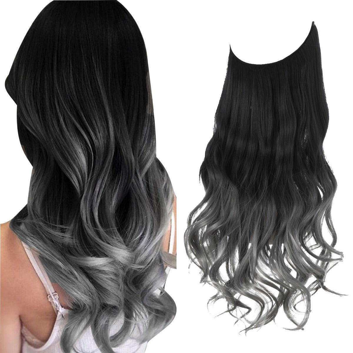 European And American Wig Piece Female Fishline Hair Extension Piece Chemical Fiber Matte High Temperature Silk Long Curly Human Hair - V.I.P Digital Presence