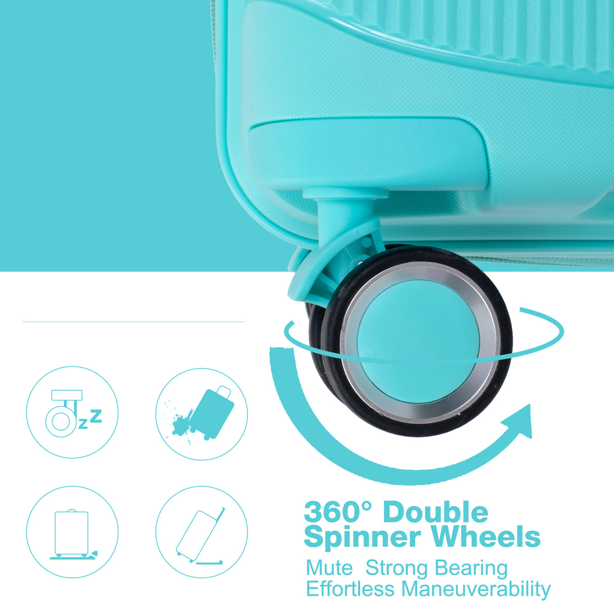 Expandable Hardshell Suitcase Double Spinner Wheels PP Luggage Sets Lightweight Durable 3-Piece Set (20/24/28) , Lake Blue