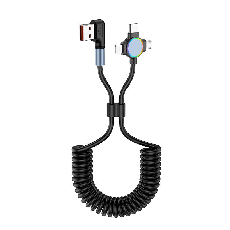 Three in one spring data cable suitable for Huawei Apple 15 Android Carplay streaming light car retractable fast charging cable - V.I.P Digital Presence