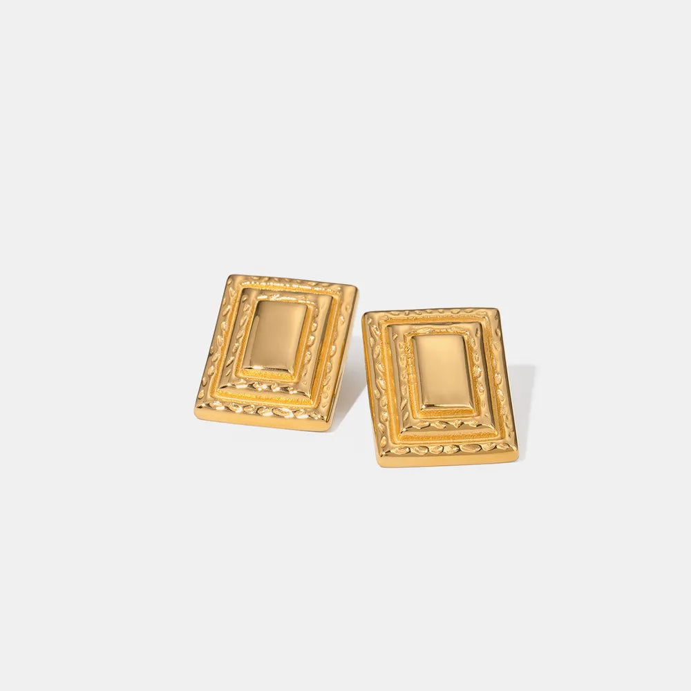 18K Gold-Plated Stainless Steel Square Shape Earrings - V.I.P Digital Presence