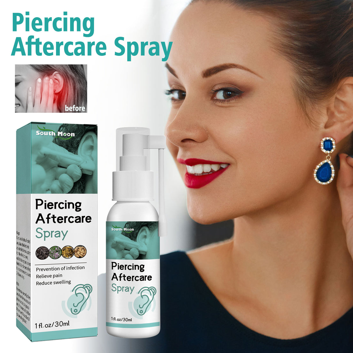 Piercing Aftercare Spray, Ear Hole Cleaning Prevent Odor To Reduce Swelling Pain Relief Spray - V.I.P Digital Presence