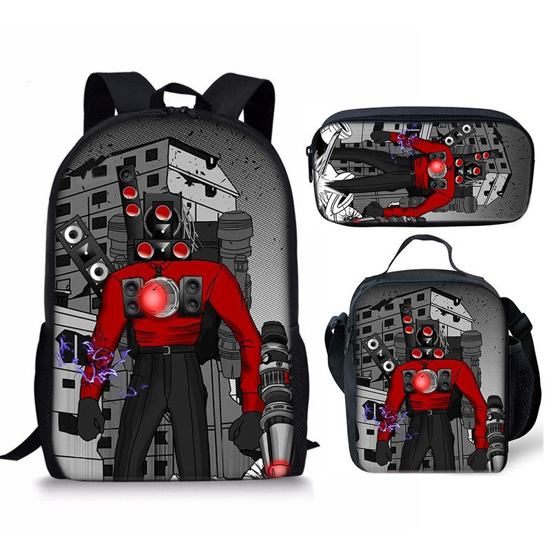 New 3PC-SET Skibidi Toilet Man Backpack Custom Game Peripheral Schoolbags For Primary Secondary School Teenage - V.I.P Digital Presence