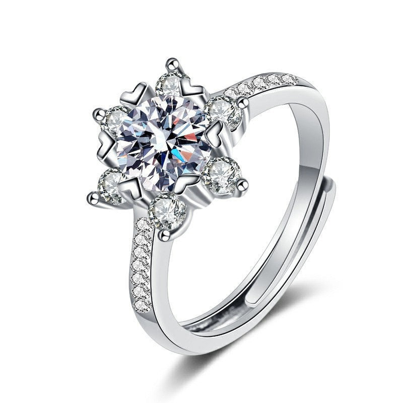 Mozambique 925 sterling silver ring with a female design sense, niche snowflake ring - V.I.P Digital Presence