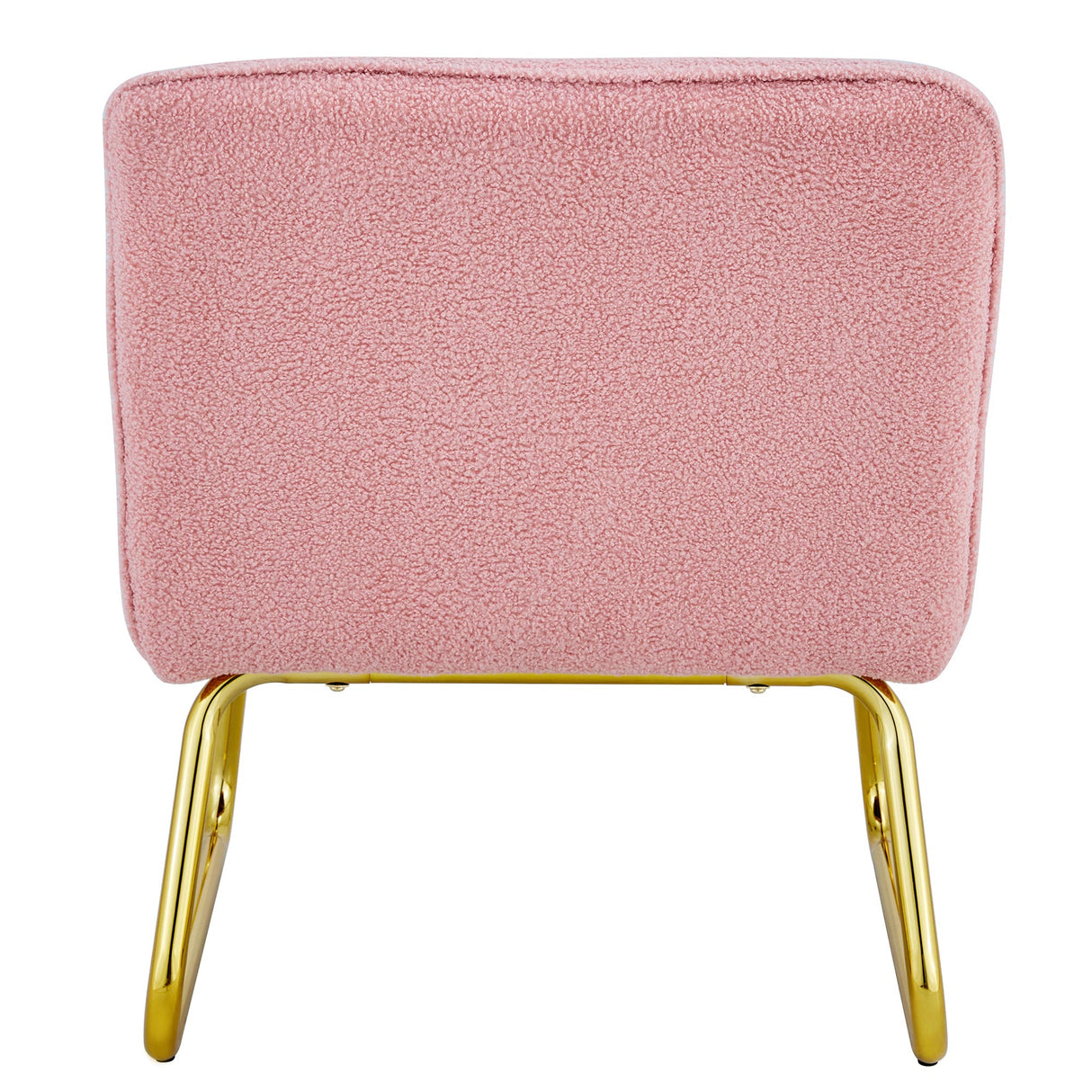 Modern minimalist pink plush fabric single person sofa chair with golden metal legs