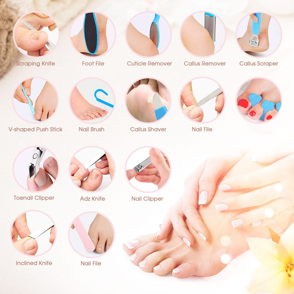 HISOME Manicure And Pedicure 18-Piece Set Of Foot Plate Dead Skin Planer Foot Grinder Nail Clipper To Remove Calluses - V.I.P Digital Presence