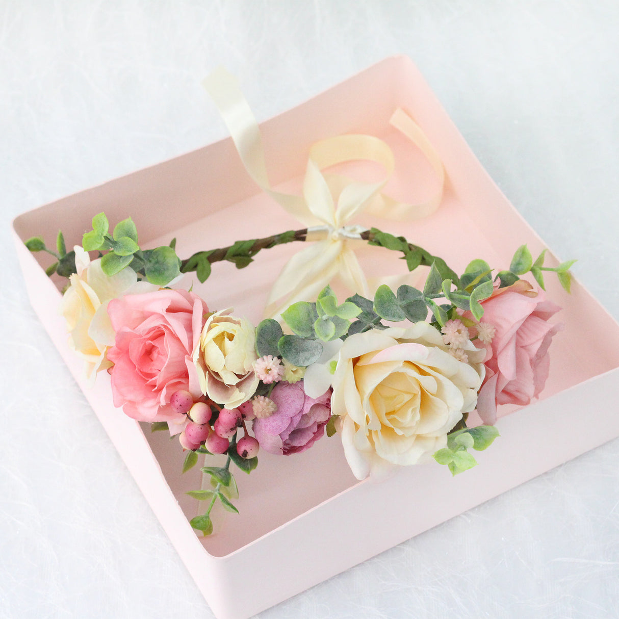 Spring and summer flower garland headwear simulation rose crown water grass headband bride travel photography hair accessories - V.I.P Digital Presence