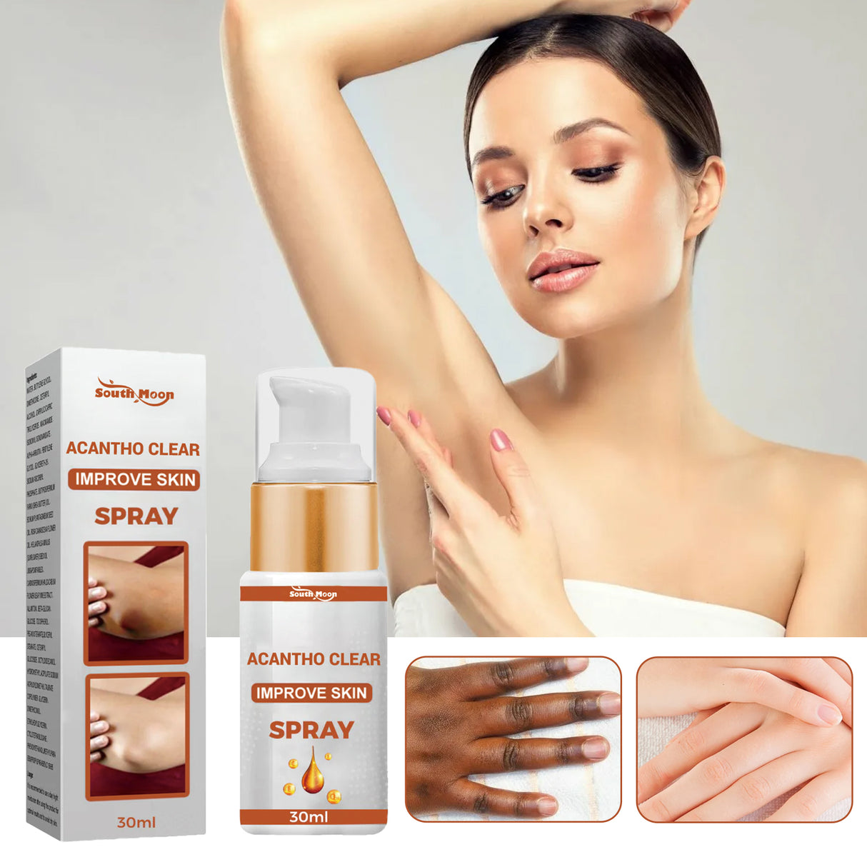 Acantho Clear Improve Skin Spray, Repair Black Spot, Elbow Knee Joint Black Whitening Skin Spray - V.I.P Digital Presence