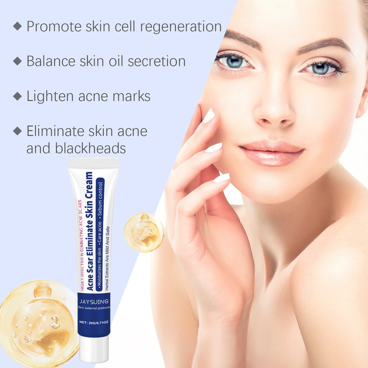 Herbal Acne-Clearing Cream Face Refreshing Oil Control Gentle Pore Cleansing Cream