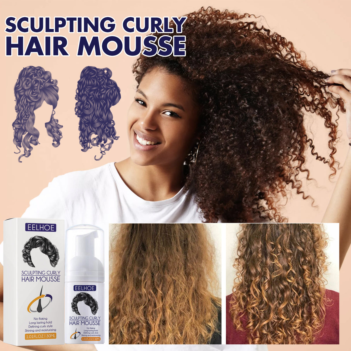 Elastin, Anti-Frizz Curly Hair Volumizing Natural Fluffy Moisturizing Styling Perm Care Style - V.I.P Digital Presence
