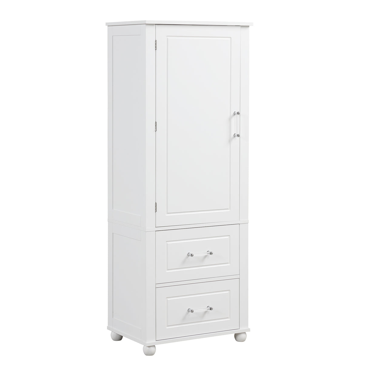 Tall bathroom storage cabinet with two drawers and adjustable shelves for independent storage - V.I.P Digital Presence