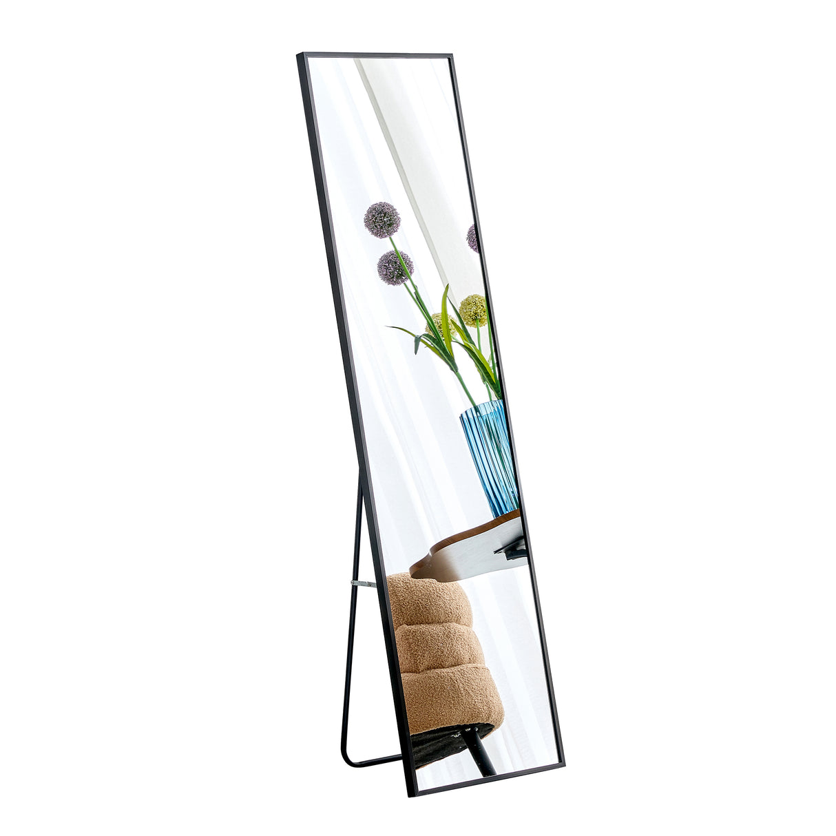 Aluminum alloy metal frame wall mounted full-length mirror black 65 * 23“ - V.I.P Digital Presence