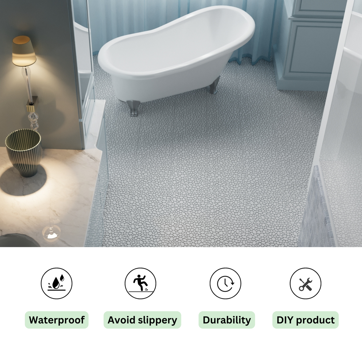 12 x 12 inch gray interlocking deck tiles, plastic waterproof pebble pattern, pack of 12 pieces - V.I.P Digital Presence