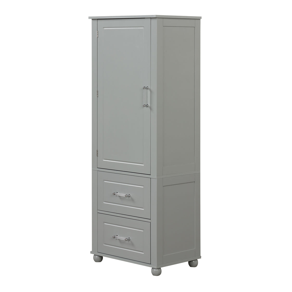 Tall Bathroom Storage Cabinet, Freestanding Storage Cabinet with Two Drawers and Adjustable Shelf, MDF Board , Grey - V.I.P Digital Presence