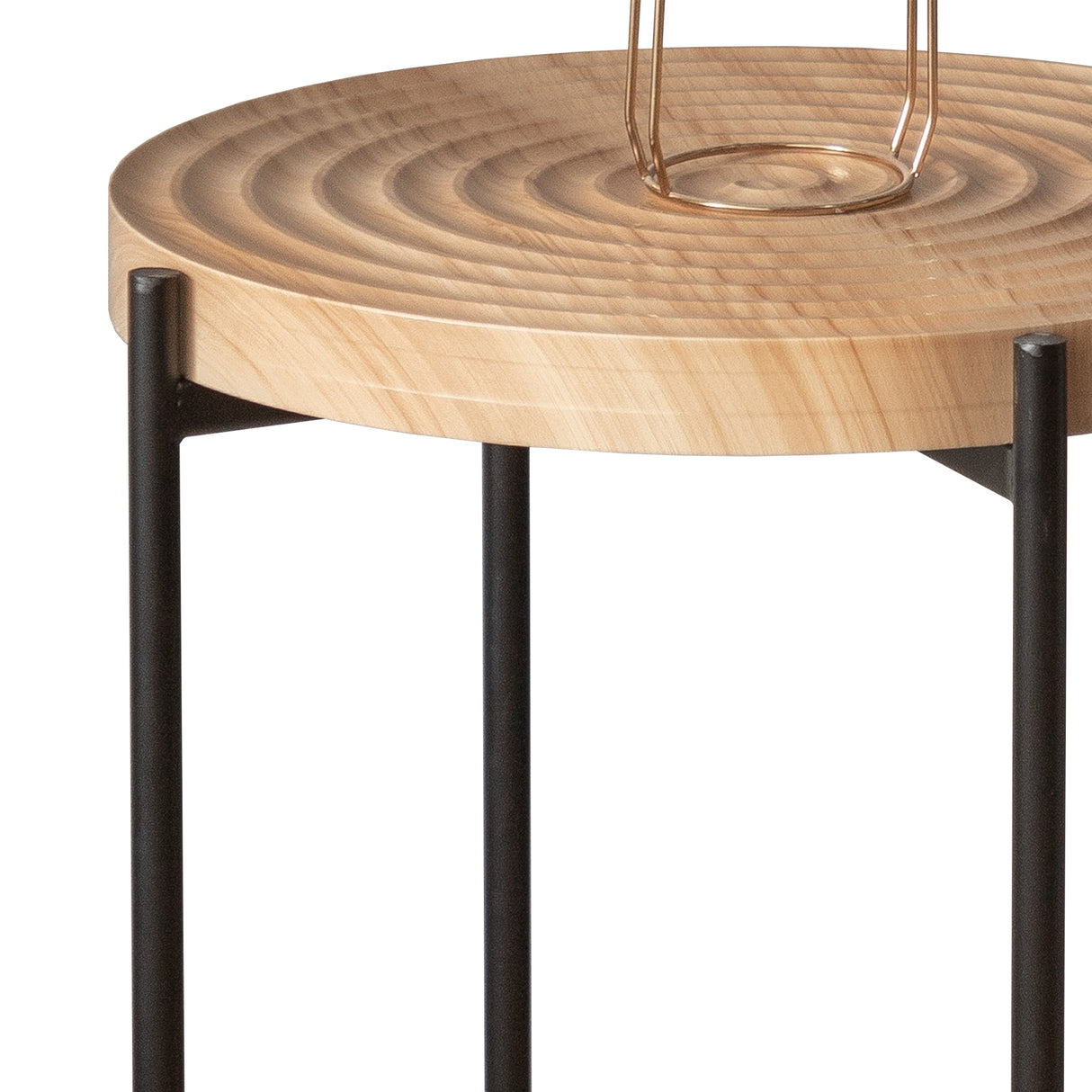 Modern Thread Design Round Coffee Table MDF Table Top with Cross Legs Metal Base(Set of 2 pcs )